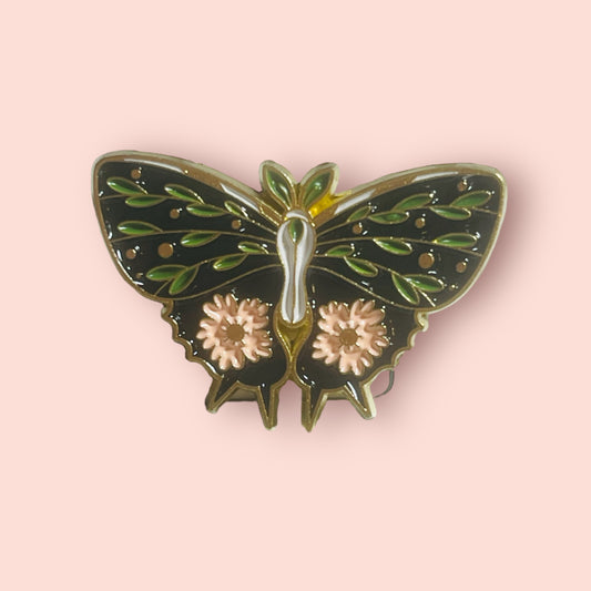 Flower Moth Enamel Pin